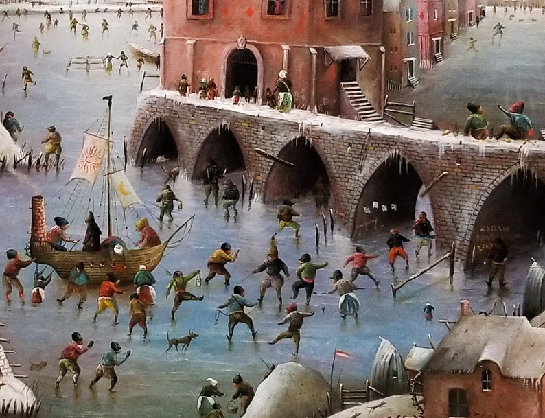 Large whimsical cityscape painting original, Surreal landscape city artwork, Fantasy canvas art original, Castle painting Panoramic wall art