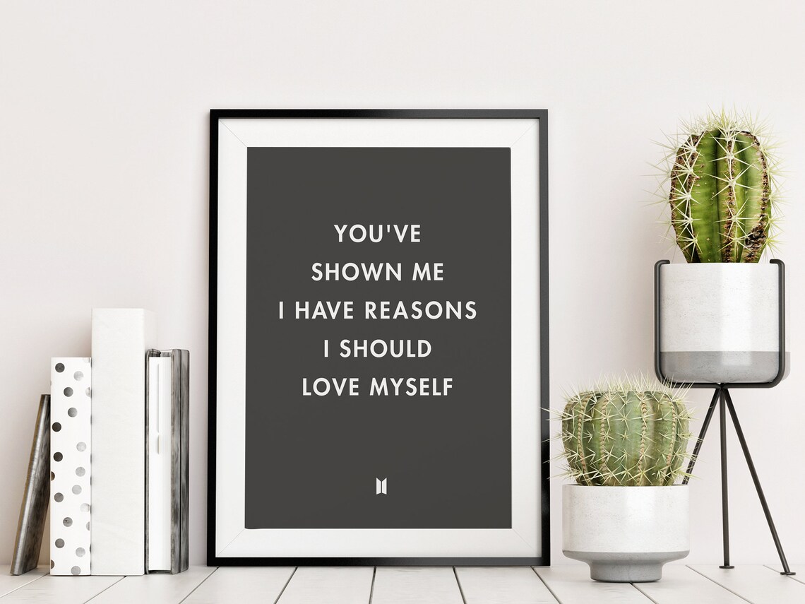 BTS Love Myself Lyrics Set of 2 prints quotes Kpop print Etsy