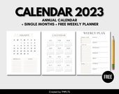 Annual Calendar 2023 Template, Monthly Planner 2023, Weekly Planner, Annual Planner 2023, Monthly Organizer 2023, Planner 2023,Planner 2023
