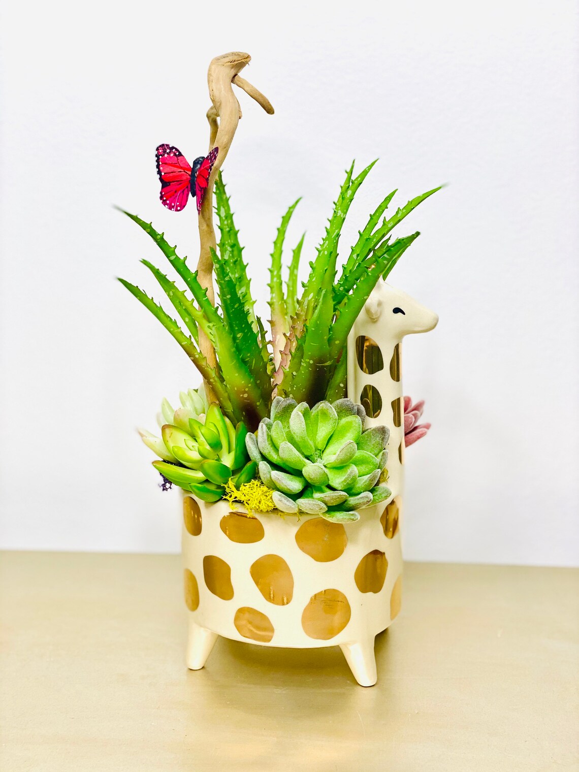 Silk Succulents in a Giraffe Planter Etsy