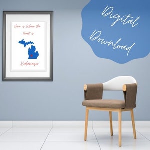 Michigan Artwork/Kalamazoo Art/Simple Michigan Art/Mitten State Art/Kalamazoo Wall Art/Michigan Home Décor