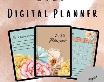 Planificador digital 2025/Patrón de flores vintage/Planificador/Planificador digital/Planificador GoodNotes