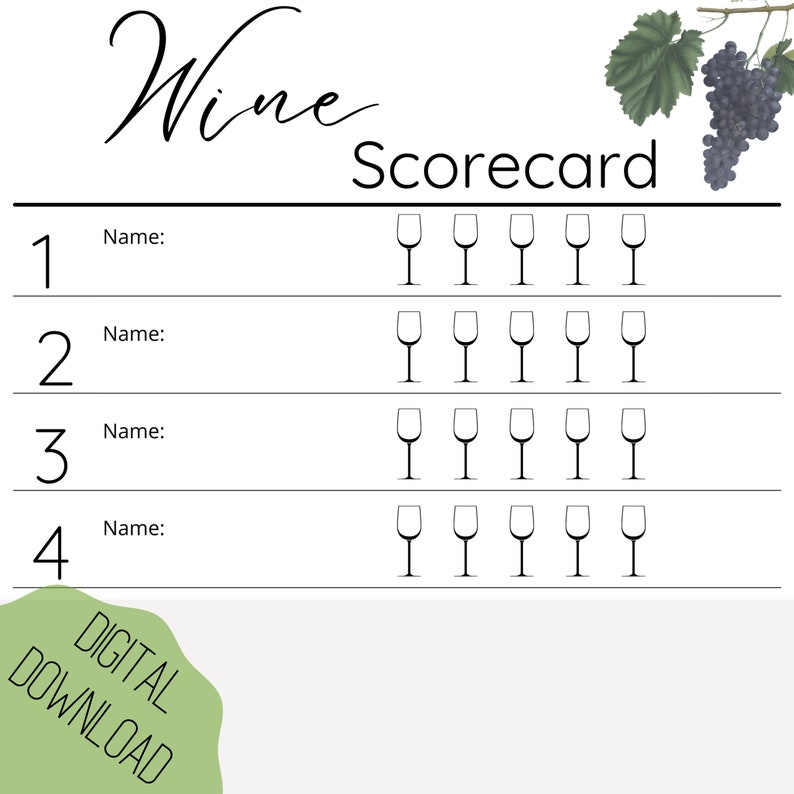 Wine Tasting Party Kit/wine Tasting Game Grape Theme/wine Party Ideas/score Cards/tasting Sheet