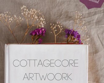 Obra de arte Cottagecore, Obra de arte digital Cottagecore, Estética cottage, Obra de arte neutra, Arte floral, Arte animal, Arte Cottagecore con zorros, Arte con abejas