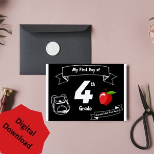 First Day of Fourth Grade, First Day of Class Printable, Back to School ...