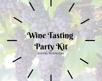 Kit de fiesta de degustación de vinos/Juego de degustación de vinos Tema de uva/Ideas para fiestas de vinos/Tarjetas de puntuación/Hoja de degustación/Juego virtual/Noche de chicas