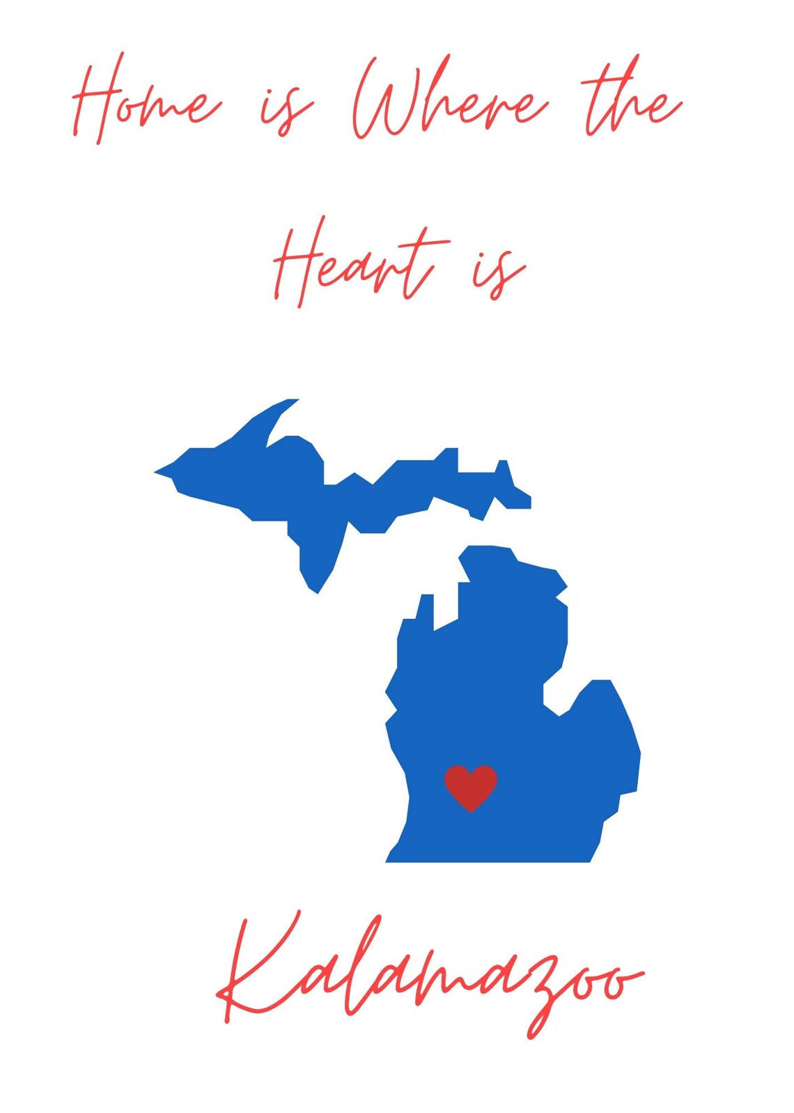 Michigan Artwork/kalamazoo Art/simple Michigan Art/mitten Etsy