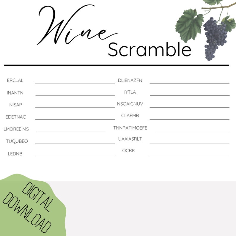 Wine Tasting Party Kit/wine Tasting Game Grape Theme/wine Party Ideas ...