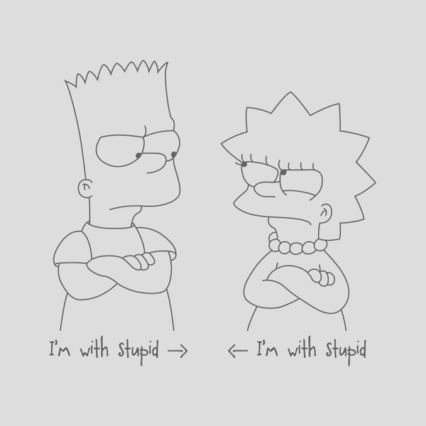 Bart et Lisa T-Shirt Design, Simpsons, frère soeur présent, cadeau frères et sœurs, téléchargement immédiat, SVG, PNG, PDF