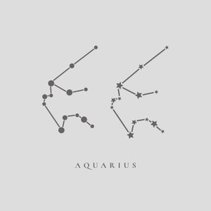 Aquarius, Zodiac Sign, Constellation, Stars, Instant Download Design, Aesthetic Minimal Vector Art, SVG, PNG