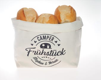 Personalisierter Brötchenkorb | Camper Frühstück | jetzt NEU auch mit Stick - 80 Farben zur Auswahl | Baumwolle | versch. Motive und Größen