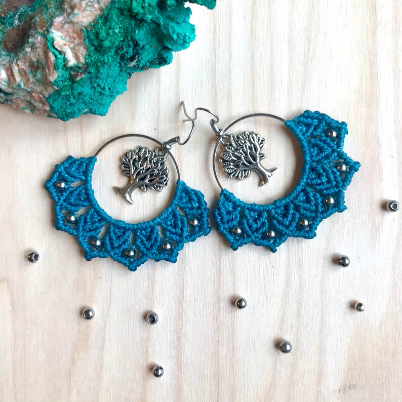 \u201eBaum des Lebens\u201dOhrringe OOAK macrame earrings \u201eTree od life\u201d Kolczyki makramowe \u201eDrzewo \u017cycia\u201d