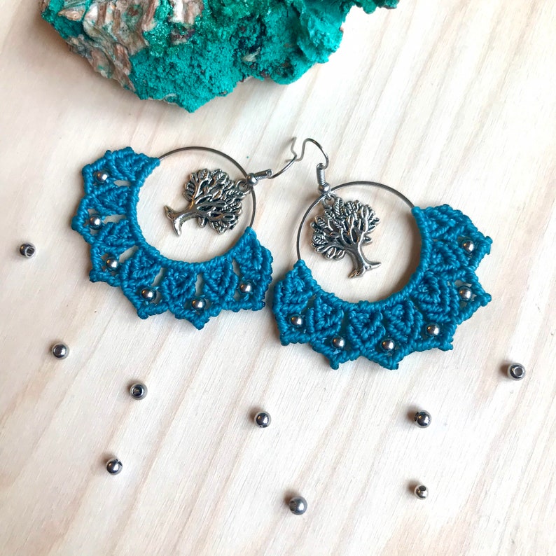 \u201eBaum des Lebens\u201dOhrringe OOAK macrame earrings \u201eTree od life\u201d Kolczyki makramowe \u201eDrzewo \u017cycia\u201d