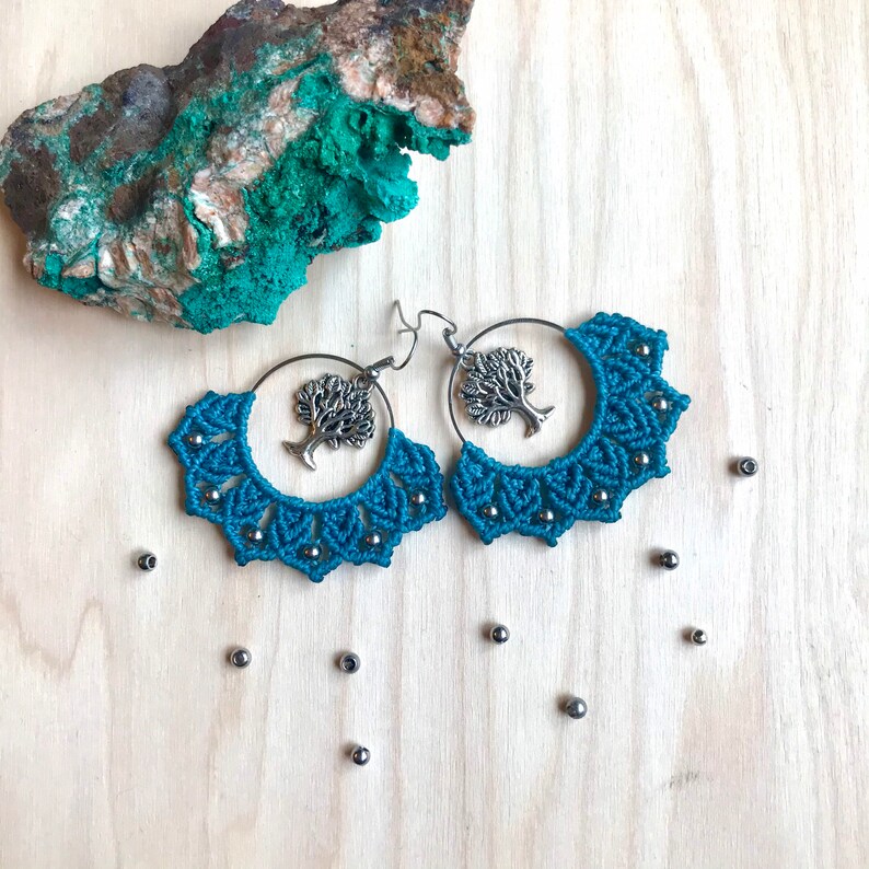 \u201eBaum des Lebens\u201dOhrringe OOAK macrame earrings \u201eTree od life\u201d Kolczyki makramowe \u201eDrzewo \u017cycia\u201d