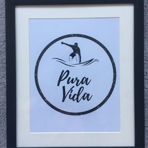 Pura Vida Surf, digitale print, kunst aan de muur decor, digitale download