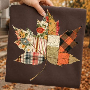 Feuille d'érable d'automne (PNG), fichier patchwork d'automne (PNG), motif de sublimation d'automne, clipart Thanksgiving, motif vichy matelassé d'automne (PNG) à télécharger