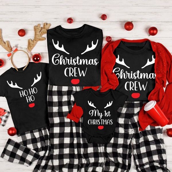 Family Christmas Pajamas SVG PNG, Baby's First Christmas Svg, Reindeer Crew Ho Ho Png, Matching Family Svg Bundle, Kids Mom Dad Baby Clipart