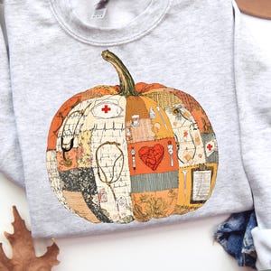 Fall Nurse PNG, Fall Medical Pumpkin Patchwork, Nurse Halloween Shirt Design, Pumpkin Sublimation, Autumn Nurse Clipart, Digital Download