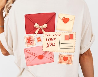 Valentine Png, Love Letter Postcard Stamp Png File, Dtf Sublimation Clipart for Commercial Use, Valentines Day Png Design
