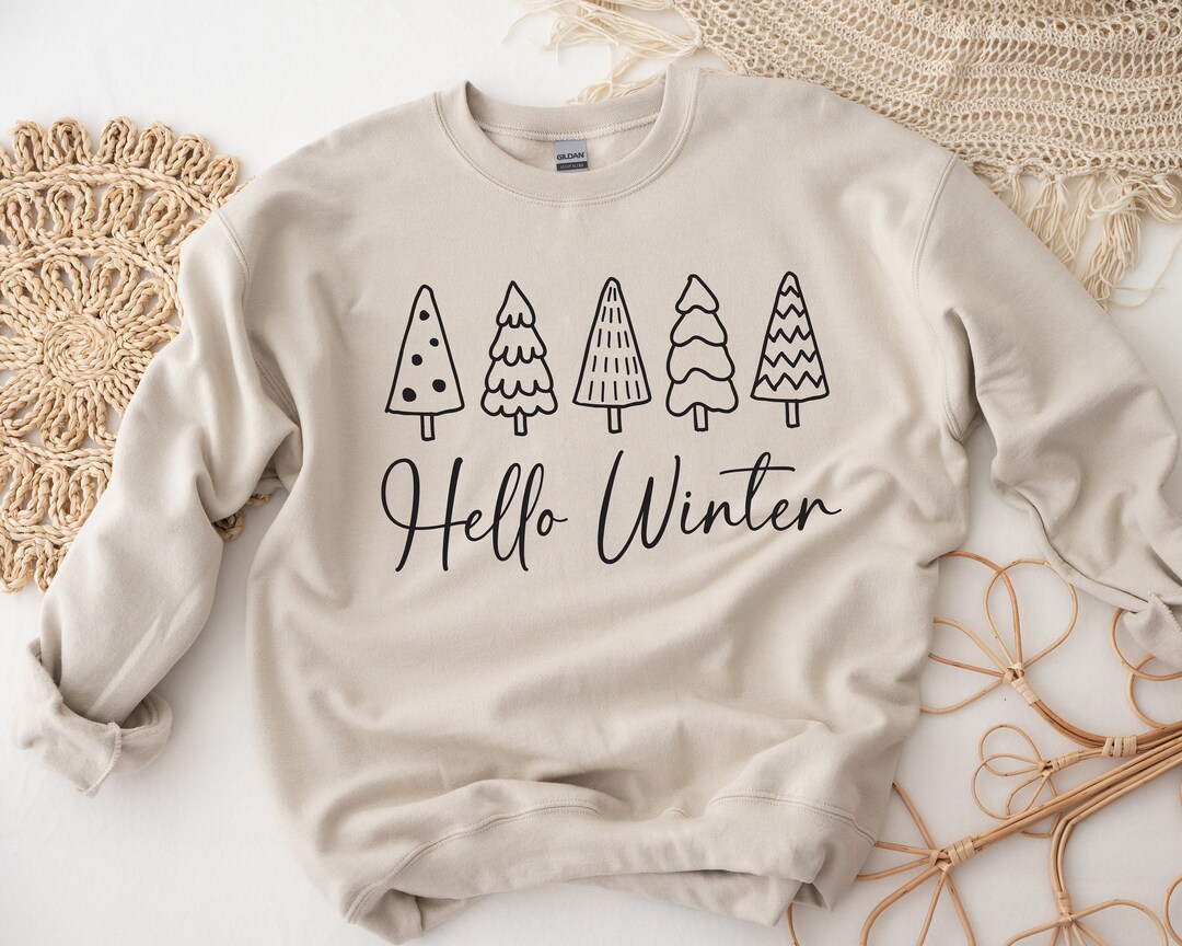 Hello Winter Svg Png, Christmas Tree Svg Minimal Laser Cut Files ...