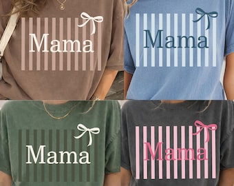 PNG de mamãe listrada na moda, pacote de PNGs para o Dia das Mães, clipart de camiseta de mãe charmosa, uso comercial.