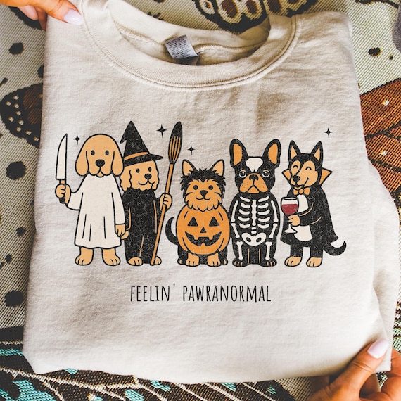 Halloween dog png, Feelin Pawranormal Funny Dog Lover png, Halloween Dog Sublimation, Dog Mom png, Spooky Retro Halloween png designs