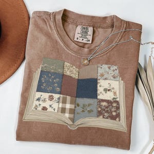 Vintage Patchwork Book PNG, Thrifting Book Clipart, Trending Grandmacore Reading Sublimation Design, Vintage Png Dtf for Download