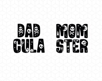 Dadcula and Momster Svg, Halloween Svg Files for Cricut, Halloween Png for Shirts, Digital Svg Halloween, Couple Svg for Shirts