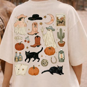 Western Halloween PNG, Pink Halloween Cowgirl Png, Spooky Collage Clipart, Witchy Girly Sublimation, Digital Download