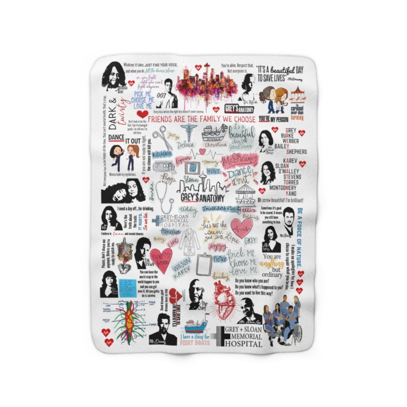Greys Anatomy Throw Blanket Meredith Grey Derek Shepherd Etsy