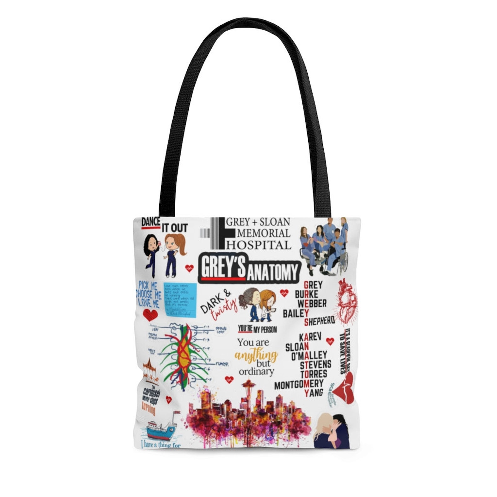 Grey's Anatomy Tote Bag Greys Anatomy Bag Meredith Etsy