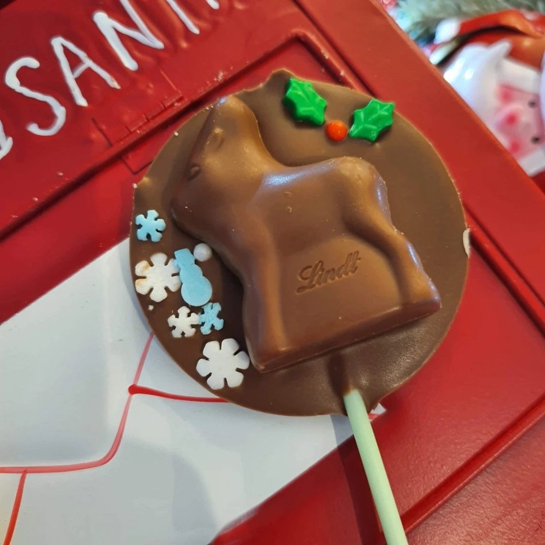Christmas Milk Chocolate Lindt Reindeer Lollipop Etsy