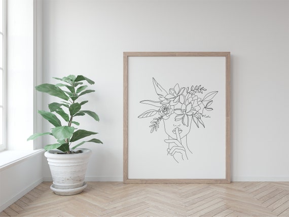 Lady Line Art Print - Minimal Wall Art - Home Decor - Room Print