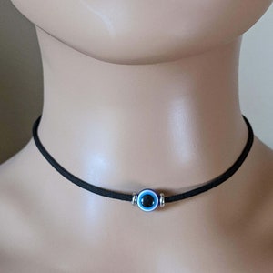Evil Eye Vegan Leather Choker Necklace