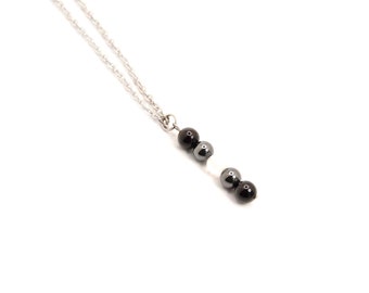 Protection Self Charging Necklace - Hanging Hematite, Selenite, Black Tourmaline Pendant