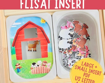 Farm Animals Sort by size, Printable Flisat Insert, Trofast Insert, Preschool Pretend Play, Toddler Dramatic Play, for Sensory Table, Math