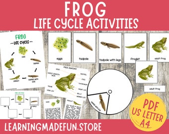 Frog Life Cycle Bundle, Frog Kids Activity, Learning About Frogs, Frog Lesson Printable, Educational Life Cycle Printable, Preschool Centers