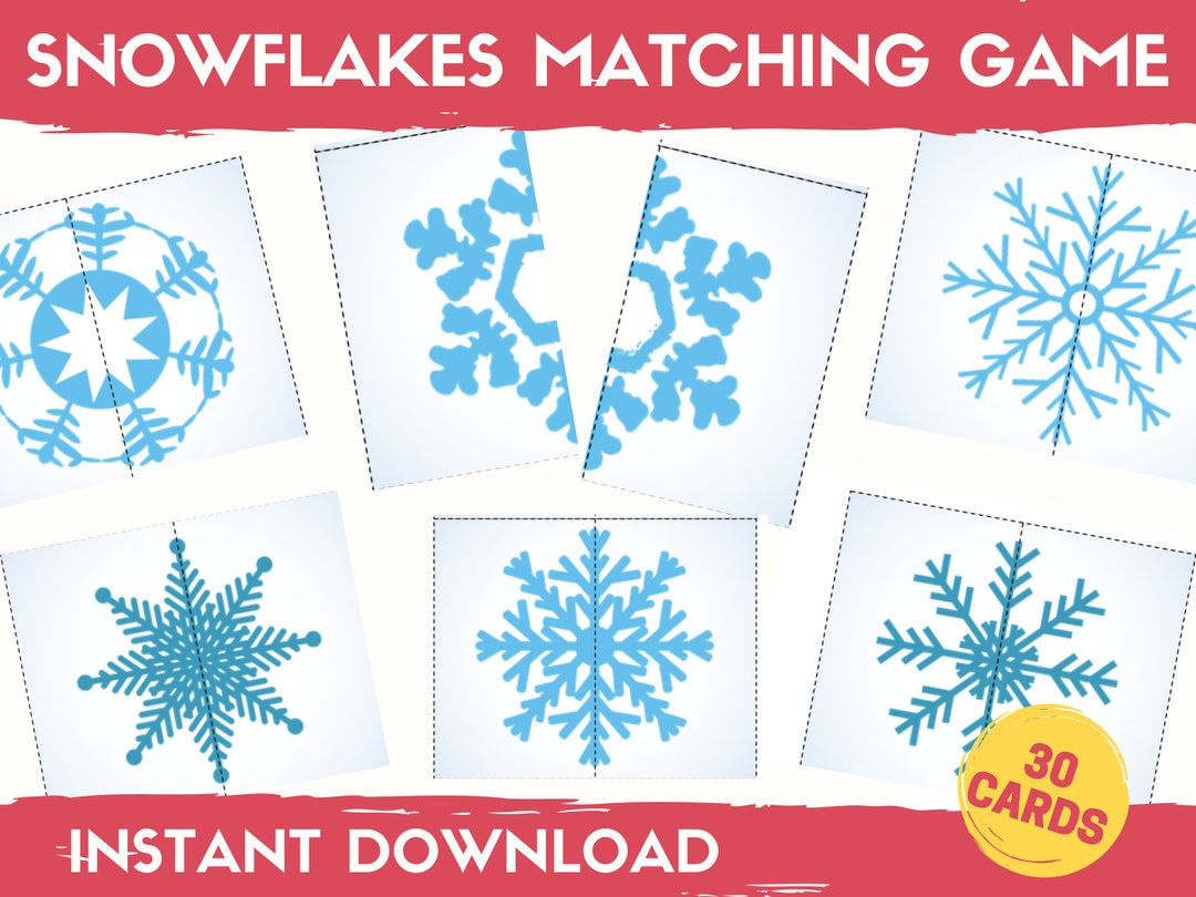 Winter Matching Game for Kids Snowflakes Matching Activity