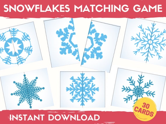 Winter Matching Game for Kids Snowflakes Matching Activity