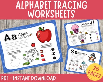 Arbeitsblatt zum Nachzeichnen des Alphabets: ABC Handschrift üben (PDF-Download)