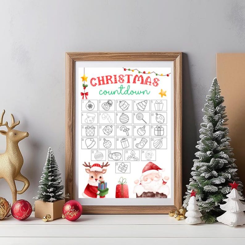 Christmas Coloring Countdown Poster | Printable Advent Calendar for ...