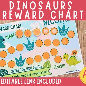 EDITABLE Dinosaurs Reward Chart Kids, Reward Chart Printable Toddler, Sticker Reward Chart, Behaviour Chores Chart, Potty Training Chart