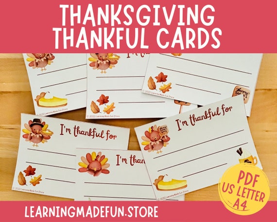 Thanksgiving Thankful Cards: Printable Dinner Place Cards (Digital Download)