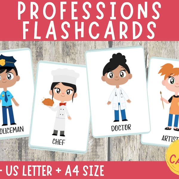 Professions Flash Cards, Community Workers Cards, Preschool Flashcards, Community Helpers Learning Activities, Printable Cards, Montessori