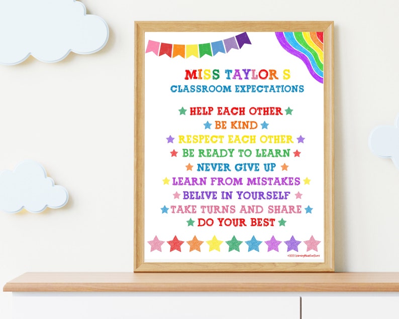 Classroom Rules Poster Class Expectations Bulletin Board Etsy
