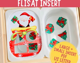 Christmas Shapes Sorting Printable Flisat Insert, Trofast Insert, Preschool Pretend Play, Toddler Dramatic Play, for Sensory Table, X mas