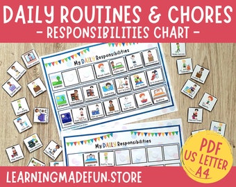 Chore Chart Kids, Daily Routine, Printable Rhythm Chart, Daily Responsibility, Activity Planner, Homeschool, Visual Routine, Task List