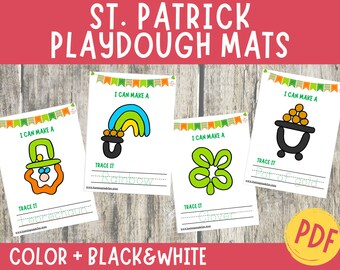 St Patrick Play Dough Mats: Toddler Learning Activity (Digital Download)