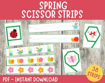 Spring Scissor Skills Practice: 38 Cutting Strips (PDF Download)