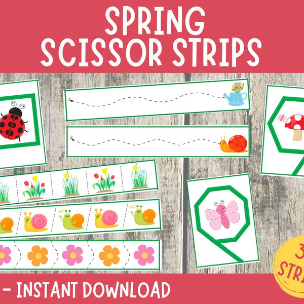 Spring Scissor Strips, Preschool Schaarvaardigheden Oefenen, Snijlijnen Homeschool, Spring Preschool Centra, Fijne Motoriek Peuters